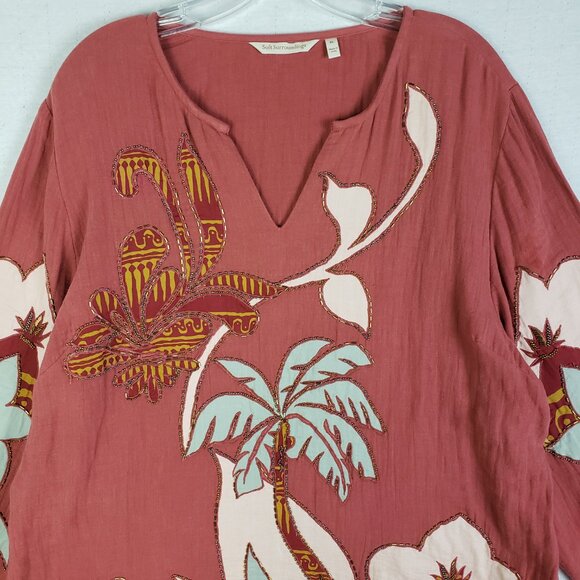 Soft Surroundings Terracotta Floral Long Sleeve Dress - Picture 4 of 16